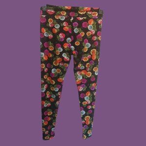 LuLaRoe One Size Leggings Floral & Paisley Patterns multicolor One Size Set of 2
